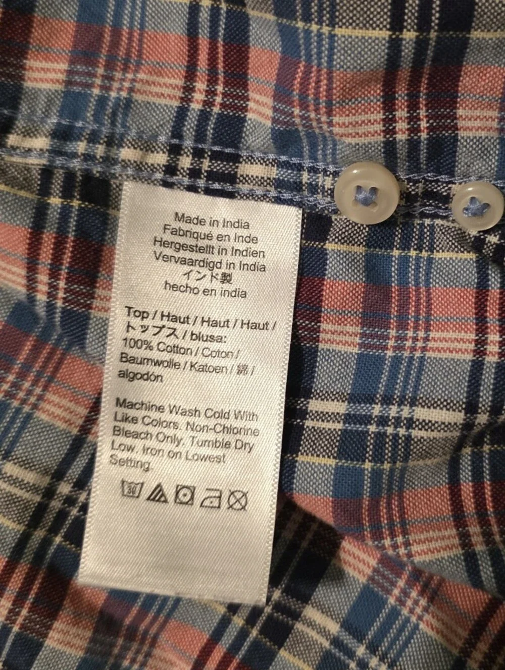 J. Crew The Broken-In Oxford Slim Check Button Up Size Small Organic Cotton